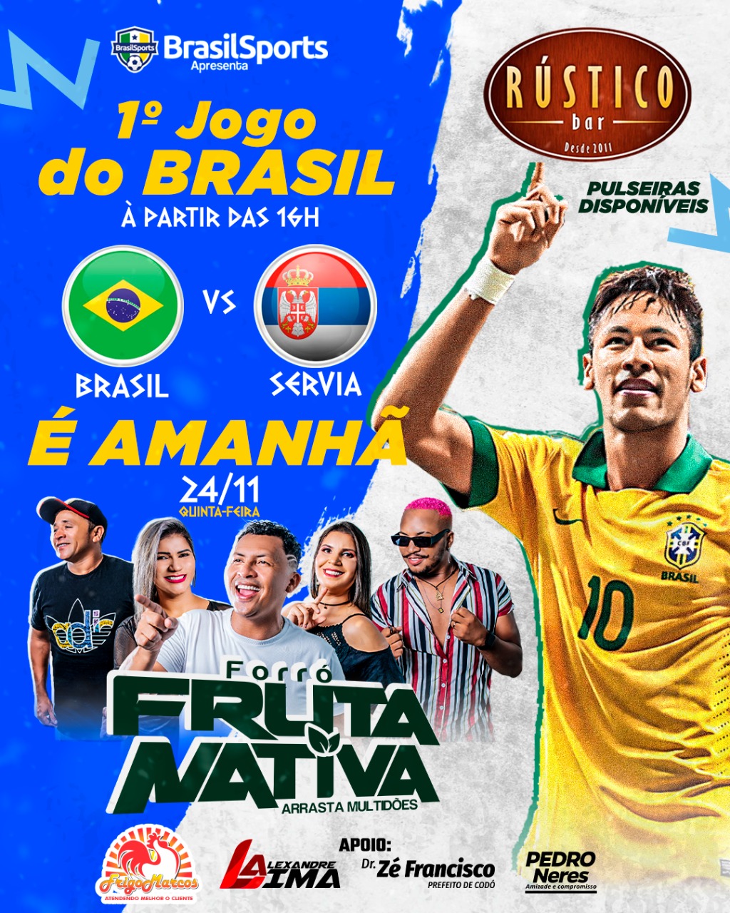É AMANHÃ! Banda Fruta Nativa anima o Rústico Bar após o 1º jogo do Brasil  na Copa do Mundo – Marco Silva Notícias